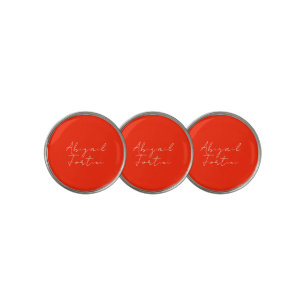 Professional minimalist red white modern golf ball marker
