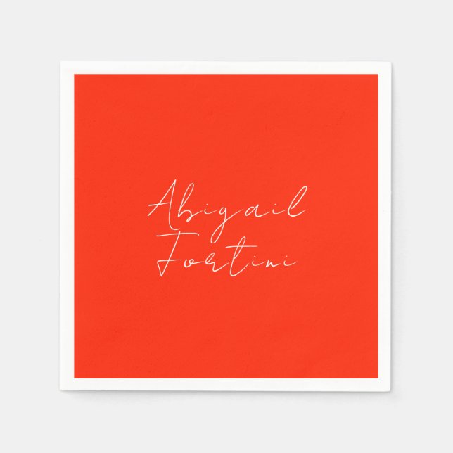 Professional minimalist red white modern napkins (Front)