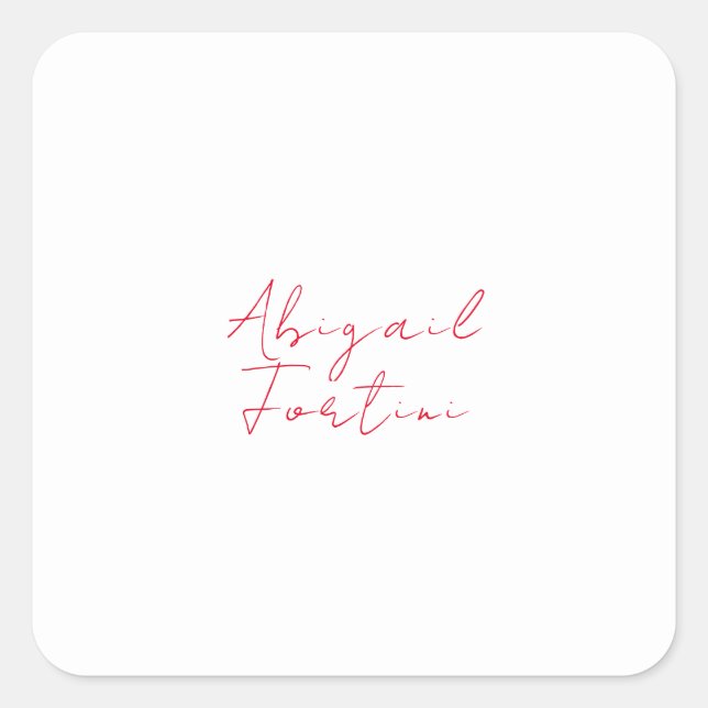 Professional minimalist red white modern square sticker (Front)