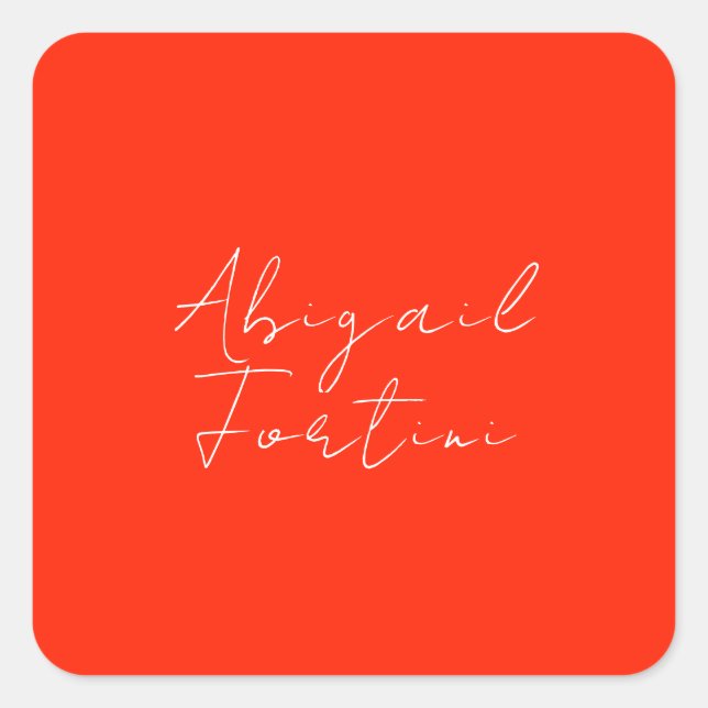 Professional minimalist red white modern square sticker (Front)