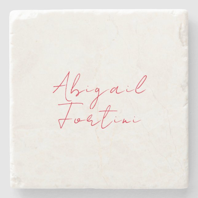 Professional minimalist red white modern stone coaster (Front)