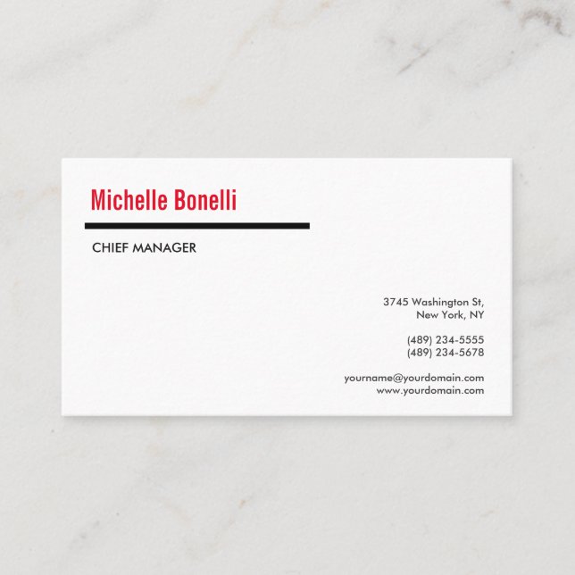 Professional Minimalist Simple White Modern Custom Business Card (Front)