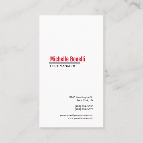 Professional Minimalist Simple White Modern Plain Business Card