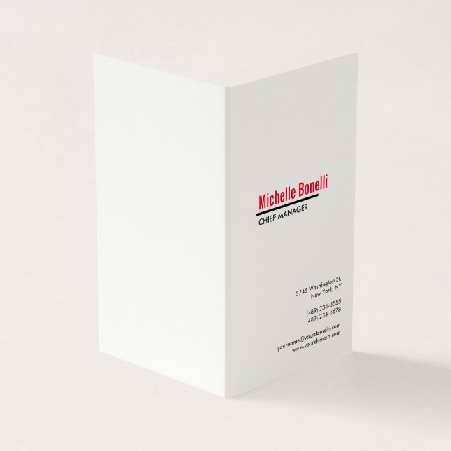 Professional Minimalist Simple White Modern Plain Business Card (Outside)