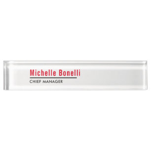Professional Minimalist Simple White Modern Plain Desk Name Plate
