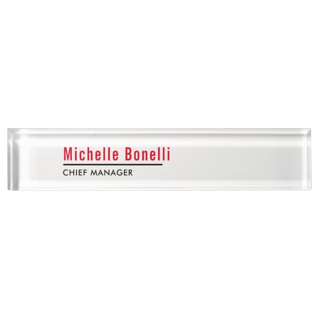 Professional Minimalist Simple White Modern Plain Desk Name Plate (Front)
