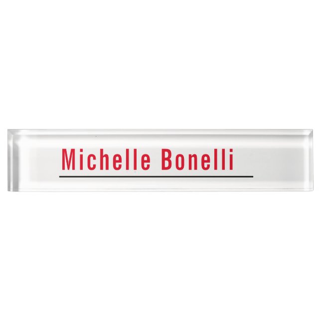 Professional Minimalist Simple White Modern Plain Desk Name Plate (Front)