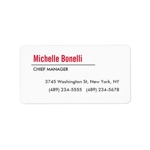 Professional Minimalist Simple White Modern Plain Label