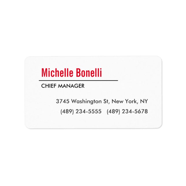 Professional Minimalist Simple White Modern Plain Label (Front)