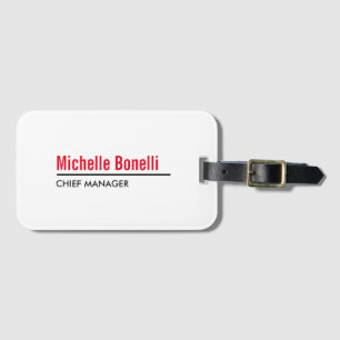 Professional Minimalist Simple White Modern Plain Luggage Tag