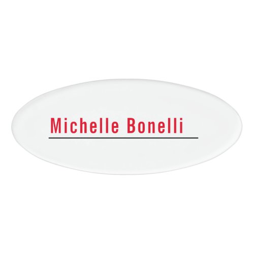 Professional Minimalist Simple White Modern Plain Name Tag