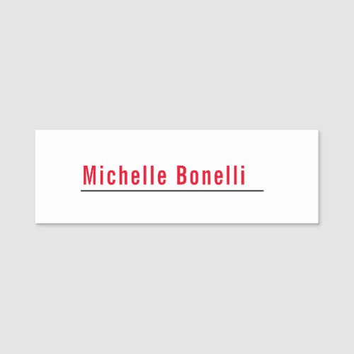 Professional Minimalist Simple White Modern Plain Name Tag