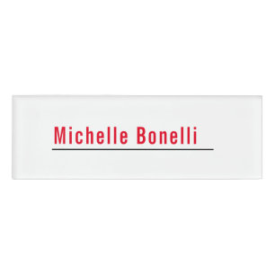 Professional Minimalist Simple White Modern Plain Name Tag