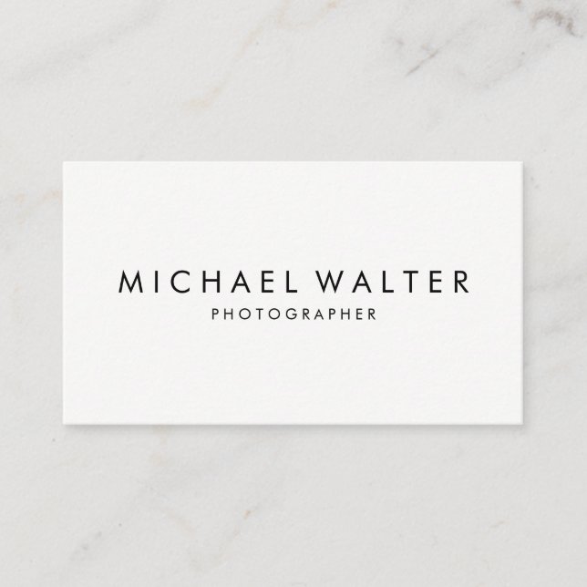 Professional Minimalist White and Black Business Card (Front)