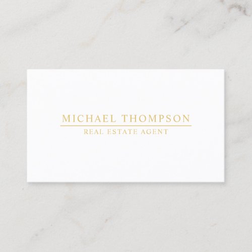 Professional Minimalist White and Gold Business Card