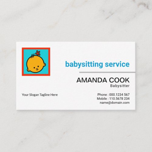 Professional Minimalist White Babysitting Business Card