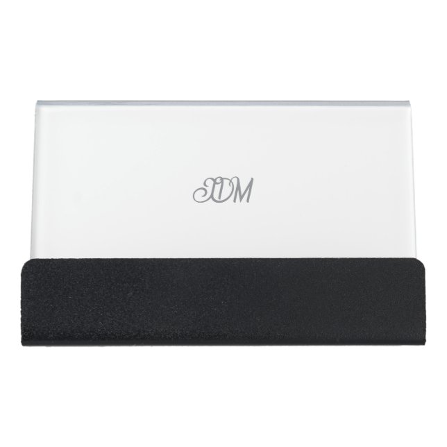 Professional Minimalist with Initials  Desk Business Card Holder (Front)