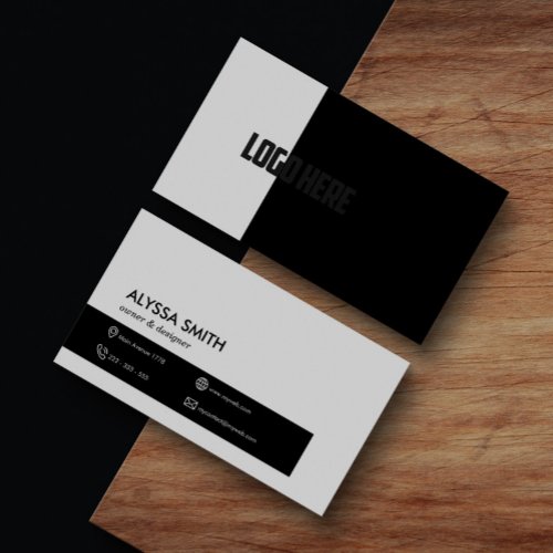 Professional Minimalistic Black White Modern Logo Business Card