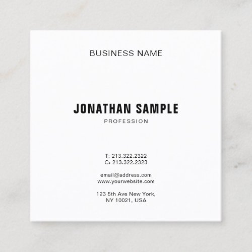 Professional Minimalistic Modern Design Elegant Square Business Card