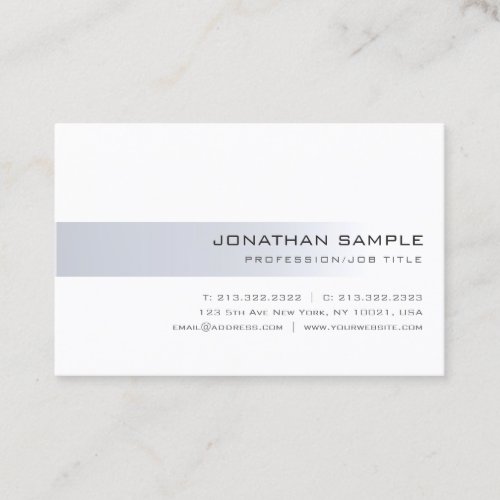 Professional Minimalistic Modern Silver Cool Plain Business Card