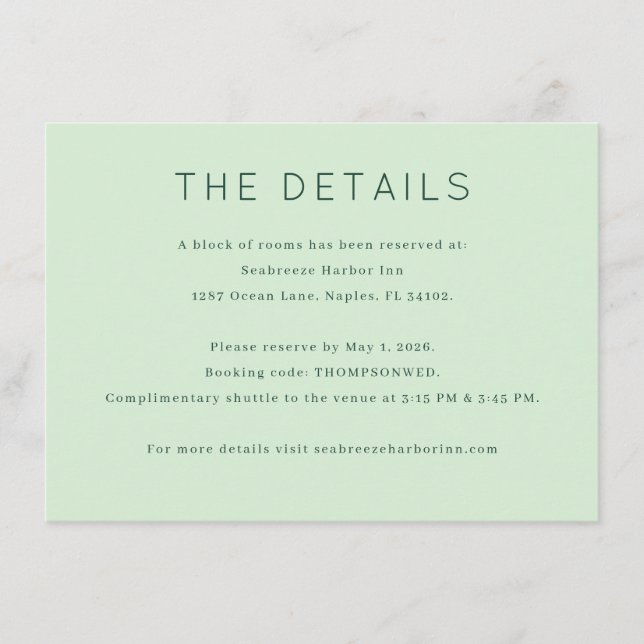 Professional Mint Green Minimalist Enclosure Card (Front)