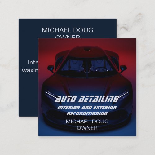 Professional Mobile Auto Detailing Service  Square Business Card