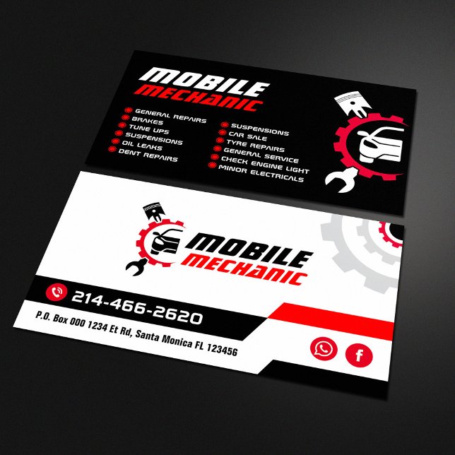 Professional Mobile Mechanic, Auto Repair Editable Business Card (Creator Uploaded)