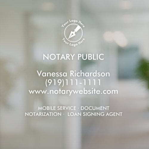 Professional Mobile Notary Business Logo Company  Window Cling