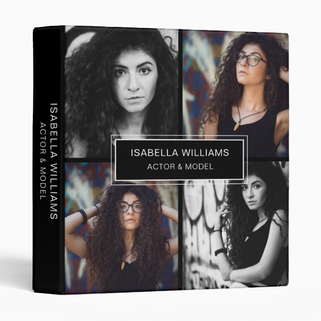 Professional Model & Actor Photo Portfolio Modern 3 Ring Binder (Front/Spine)