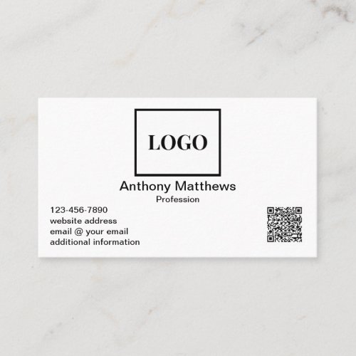 Professional Modern Add Logo and QR Code Business Card