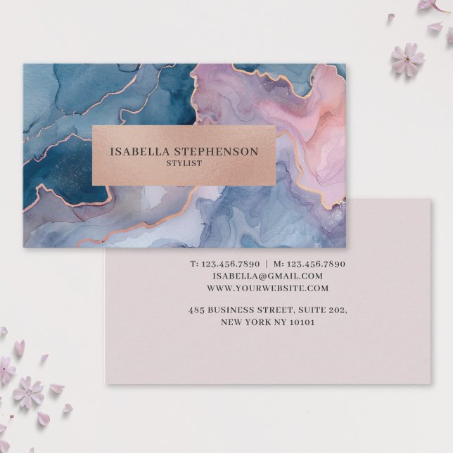 Professional Modern Agate Marble Gold Business Card (Creator Uploaded)