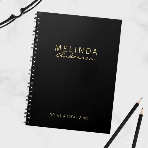 Professional Modern Black and Gold Notebook