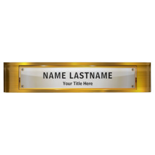 Professional Modern Black and Gold Office Desk Name Plate