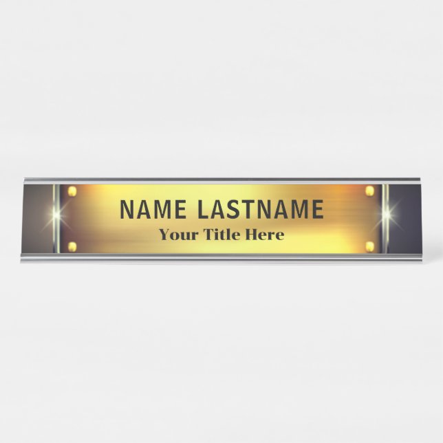 Professional Modern Black and Gold Office Desk Name Plate (Front)