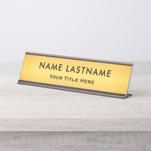 Professional Modern Black and Gold Office Desk Name Plate