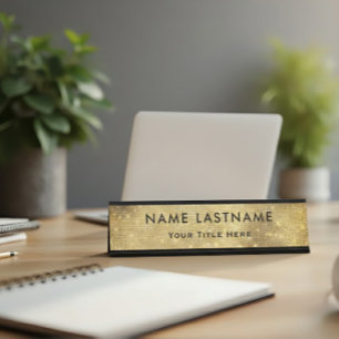 Professional Modern Black and Gold Office Desk Name Plate