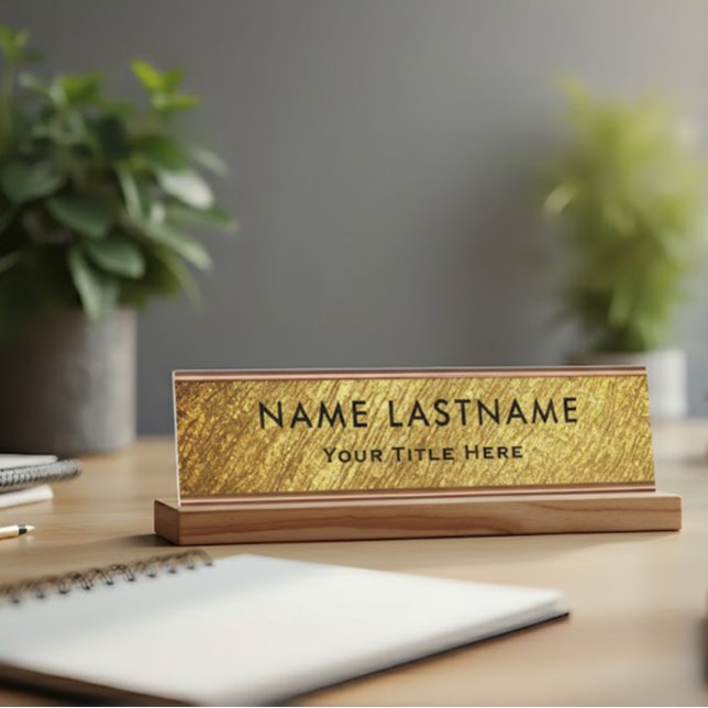 Professional Modern Black and Gold Office Desk Name Plate (Creator Uploaded)