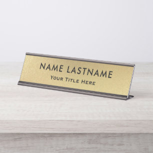 Professional Modern Black and Gold Office Desk Name Plate