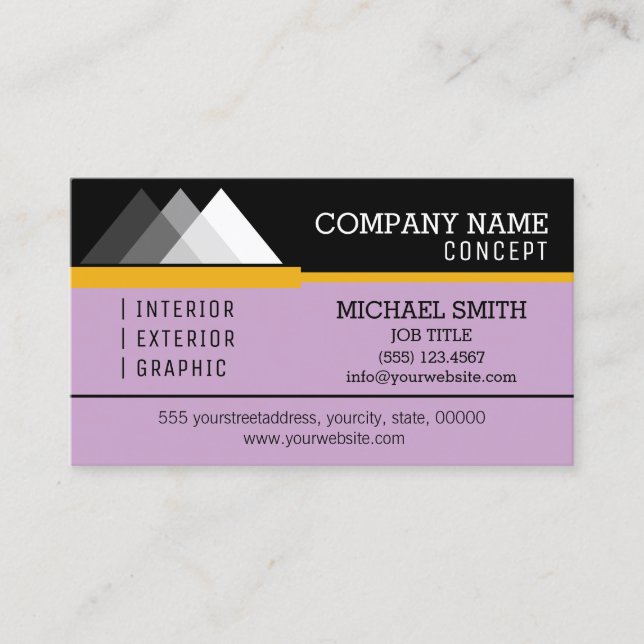 Professional Modern Black and Lilac Business Card (Front)