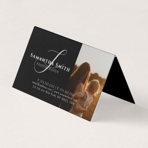 Professional Modern Black and White 4 Photos Business Card