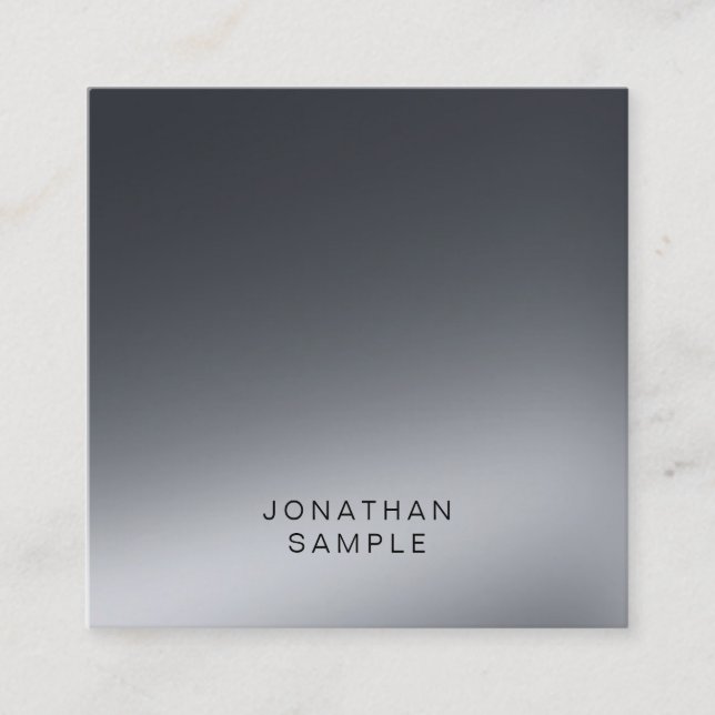 Professional Modern Black And White Elegant Plain Square Business Card (Front)