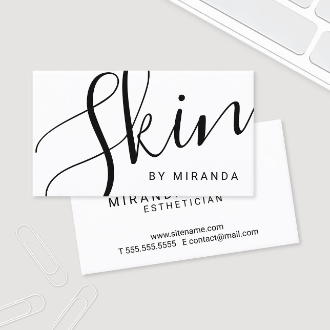 Professional Modern Black and White Skincare Business Card (Creator Uploaded)