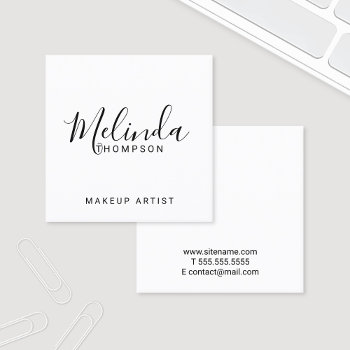 Professional Modern Black And White Square Business Card by manadesignco at Zazzle