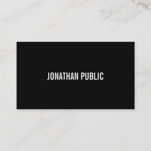 Professional Modern Black And White Stylish Plain Business Card