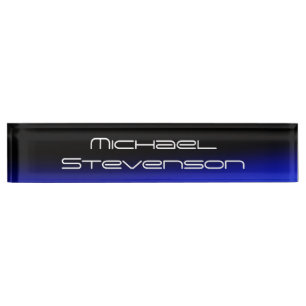 Professional Modern Black Blue Business Nameplate