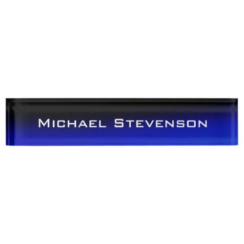 Professional Modern Black Blue Business Nameplate