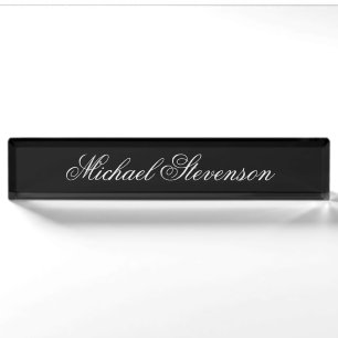Professional Modern Black Business Desk Nameplate