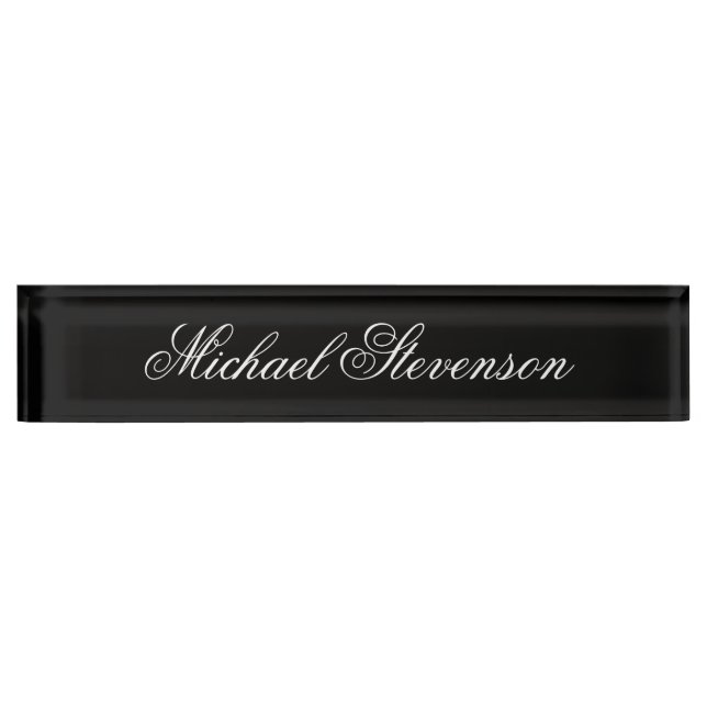 Professional Modern Black Business Desk Nameplate (Front)