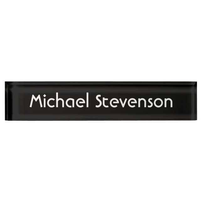 Professional Modern Black Business Desk Nameplate (Front)