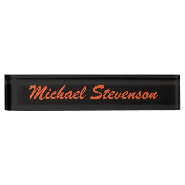 Professional Modern Black Business Desk Nameplate (Front)